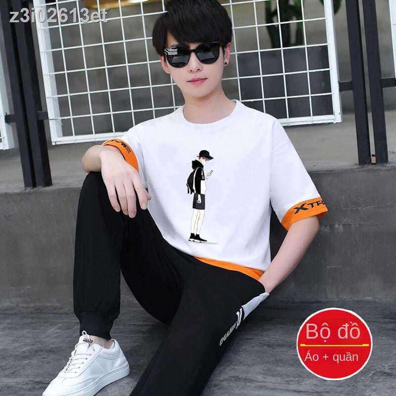 13 thanh niên áo thun cotton ngắn tay nam sinh 12-15 tuổi quần mùa hè 14 học trung cơ sở bộ đồ thể thao