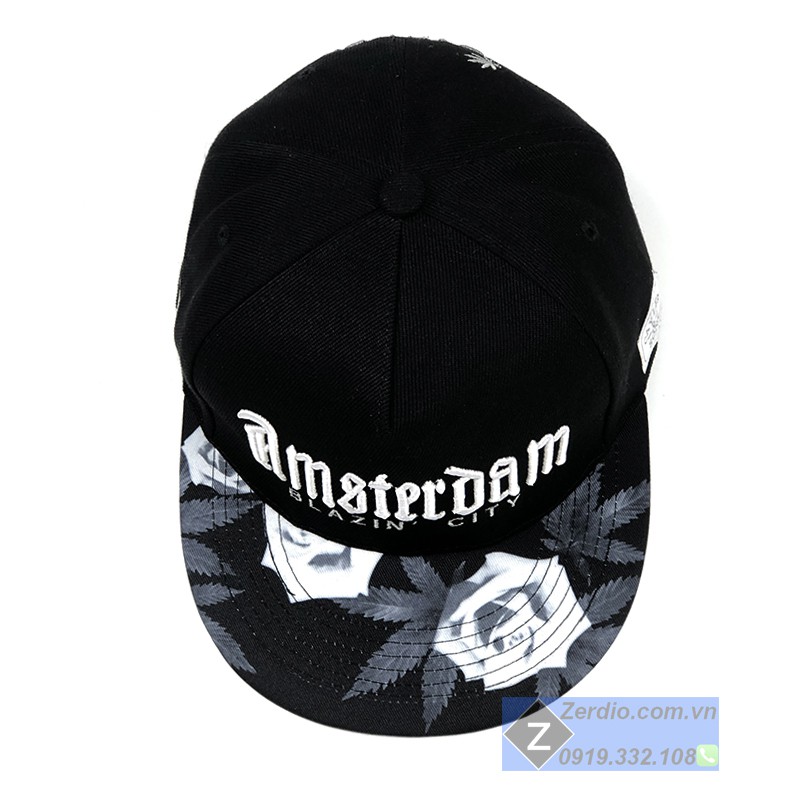 Nón nam snapback đen đẹp thêu họa tiết chữ cá tính - SN09