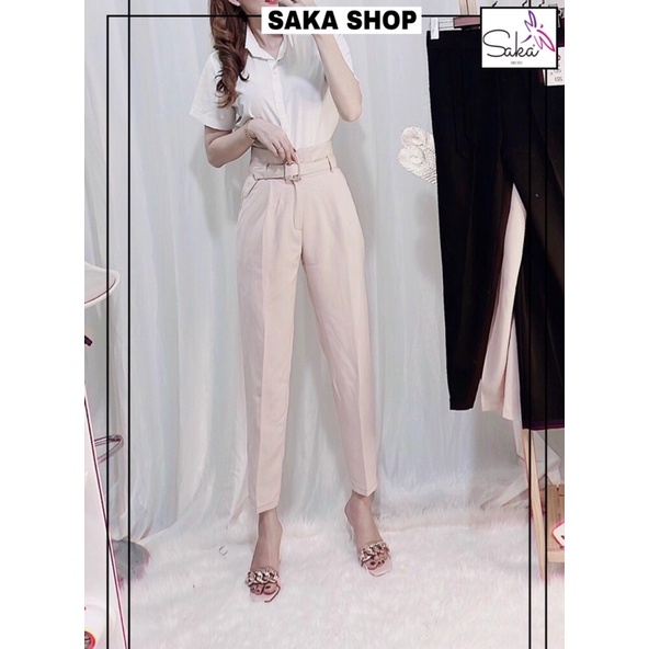 Quần tây nữ công sở có kèm dây nịt khoá sắt vải dày