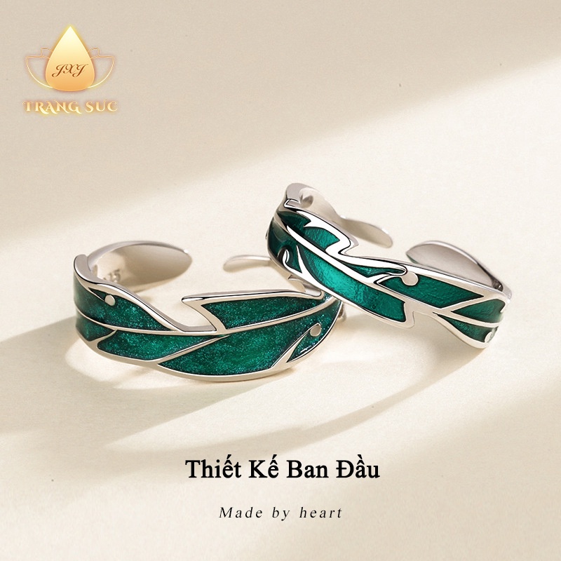🔥🔥Nhẫn Đôi Nam nữ Màu xanh lục Lá cây Làm bằng tay Thiết kế ban đầu Sáng tạo Thiểu số Thời trang Cá tính mạnh NH-134