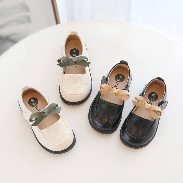 Giày Bé Gái - Giày búp bê da mềm phong cách Vitage Hàn Quốc có quai dán cho bé gái dễ thương V855