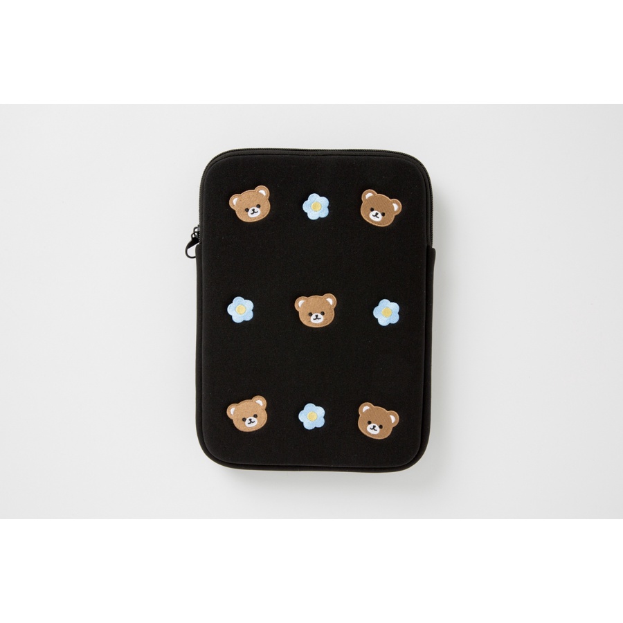 Túi Đựng Máy Tính Bảng 11Inch ARTBOX Hàn Quốc Màu Đen Họa Tiết Hoa Và Chú Gấu Teddy Dễ Thương
