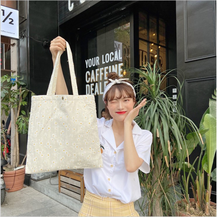 Túi Tote vải hoa cúc