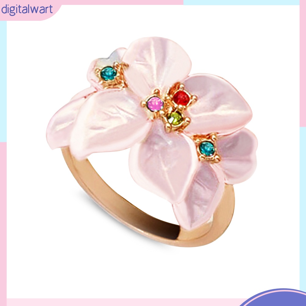 Nhẫn hợp kim hình hoa đính đá xinh xắn