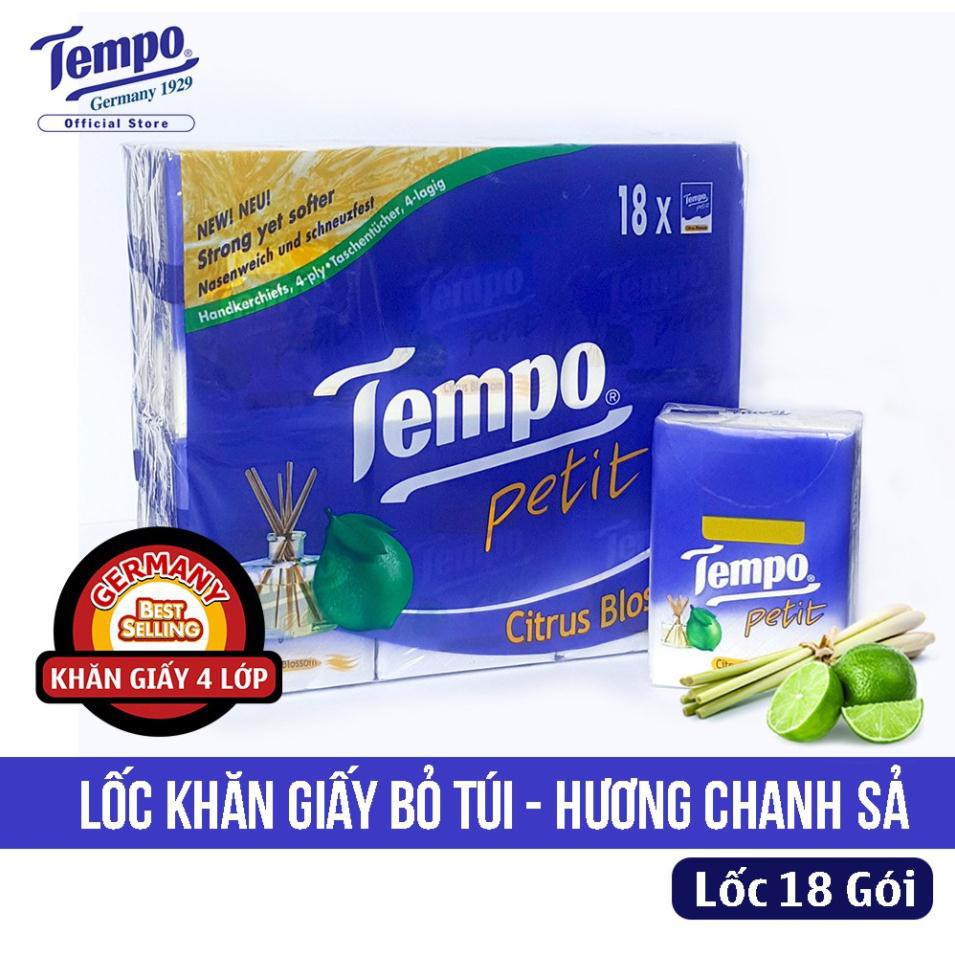 Lốc 18 Gói Khăn Giấy Bỏ Túi Hương Chanh Sả - 8 Tờ/Gói