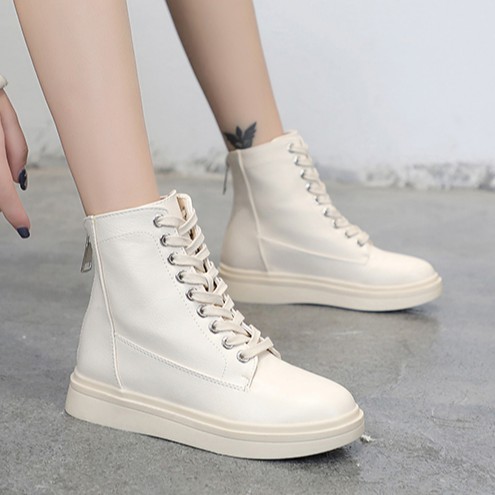 Giày ulzzang nữ giày da cao cổ boots nữ có khóa (ảnh thật ở cuối) - W8.13 [ORDER]