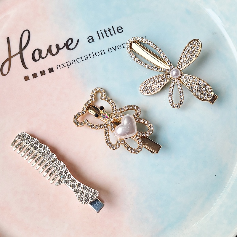 Set 3 Kẹp Tóc Đính Ngọc Trai Xinh Xắn Cho Nữ