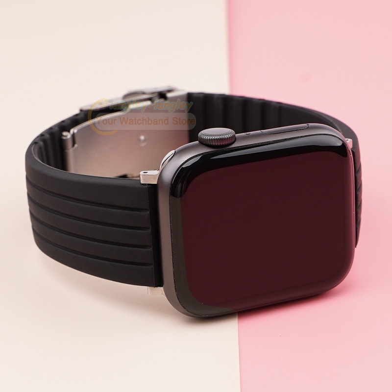 Dây Silicone Thay Thế 44mm 42mm 40mm 38/41 Cao Su Cho Đồng Hồ Apple Watch 6 SE 5 4 7 45mm