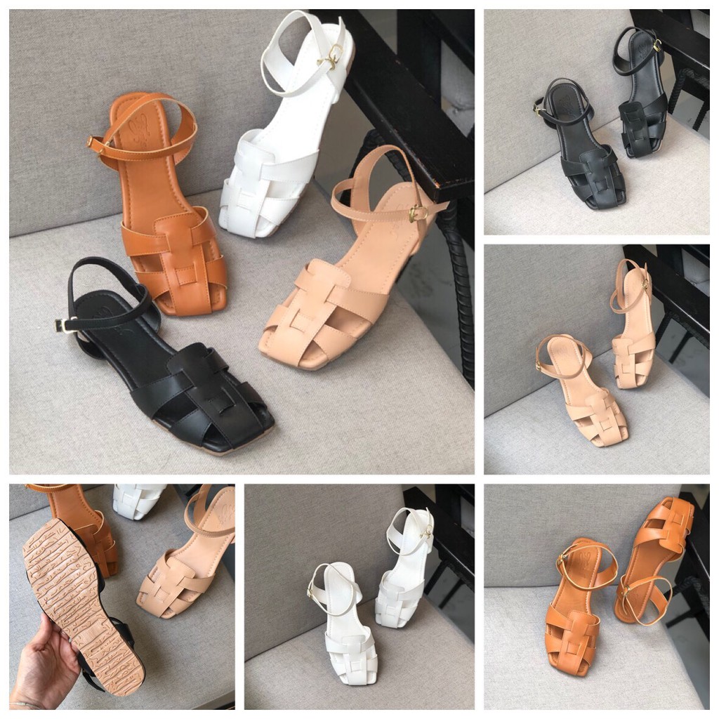 Giày sandal rọ nữ/ giày đế bệt bít mũi vuông rọ   , giaydepxinh.dangmi