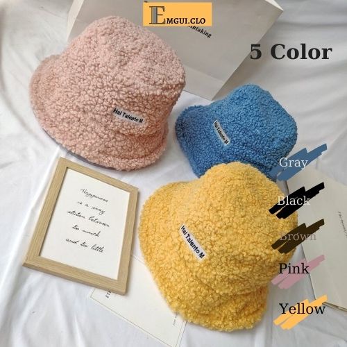Nón Bucket lông cừu ulzzang phong cách retro Hàn Quốc
