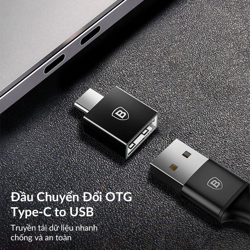 Đầu chuyển OTG USB Type C sang USB Full size Baseus Hỗ Trợ Kết Nối Bàn Phím, Chuột, Sạc 2.4A, Sao Chép Dữ Liệu 480Mbps