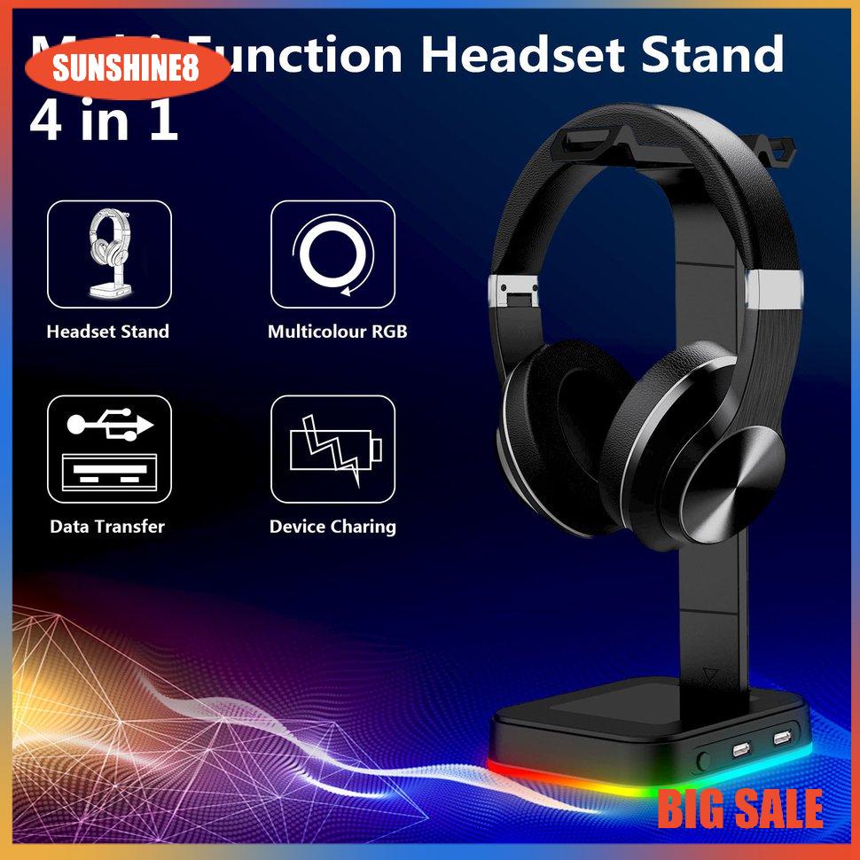 Giá đỡ tai nghe RGB 2 cổng USB để bàn tiện dụng