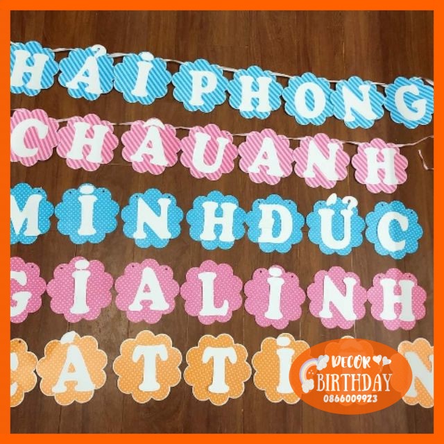 Chữ Giấy Ghép Tên Bé Trang Trí Sinh Nhật, Tiệc Thôi Nôi, Đầy Tháng