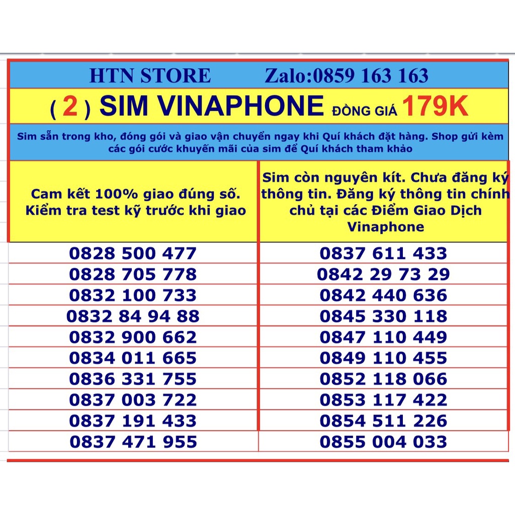 Sim vinaphone số đẹp giá rẻ đồng giá 179k - sim trả trước (2)