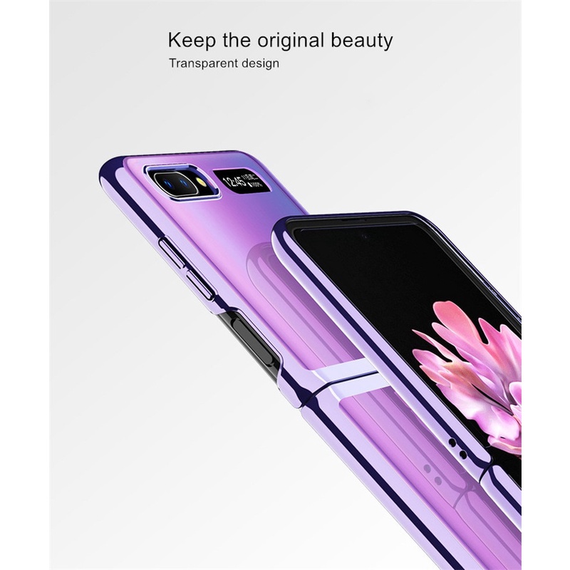 Ốp Điện Thoại Nhựa Cứng Trong Suốt Viền Mạ Chống Sốc Cho Samsung Galaxy Z Flip 3
