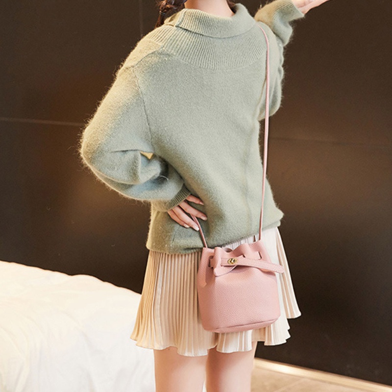 Túi Da PU Đeo Chéo Mini Dây Rút Thời Trang Cho Nữ