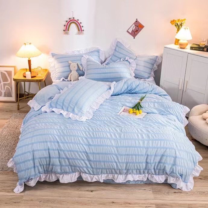 Bộ chăn ga gối cotton nơ 100% cotton gồm 1 ga 2 vỏ gối 1 vỏ chăn | BigBuy360 - bigbuy360.vn