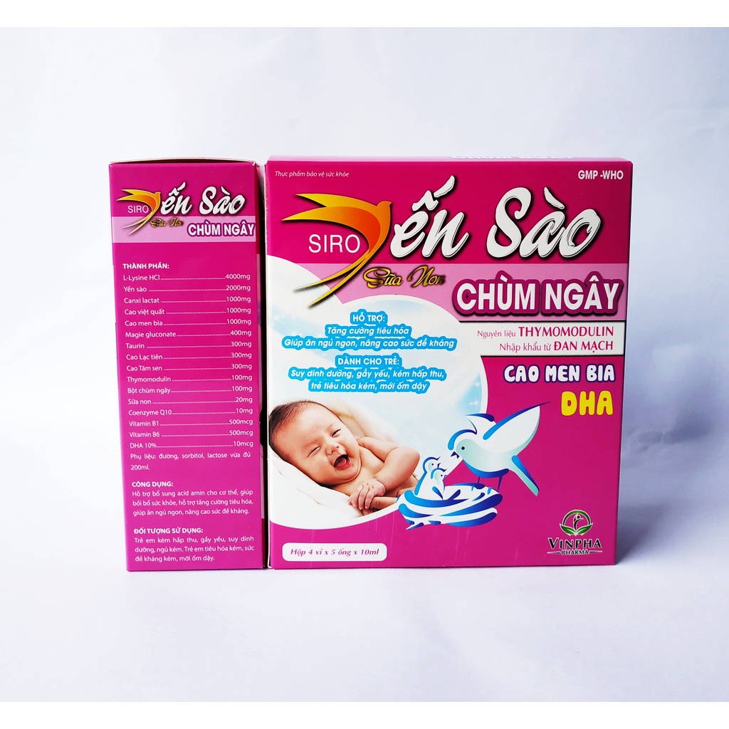 Siro Yến Sào Sữa Non Chùm Ngây – Tăng Cường Tiêu Hóa, Tăng Hấp Thu - Giúp Ăn Ngủ Ngon, Nâng Cao Sức Đề Kháng - Hộp 20Ống