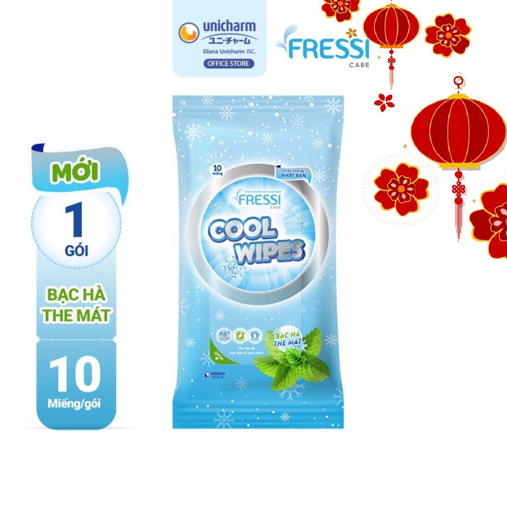 Khăn ướt chăm sóc da Fressi Care Cool gói 10 miếng (mới)