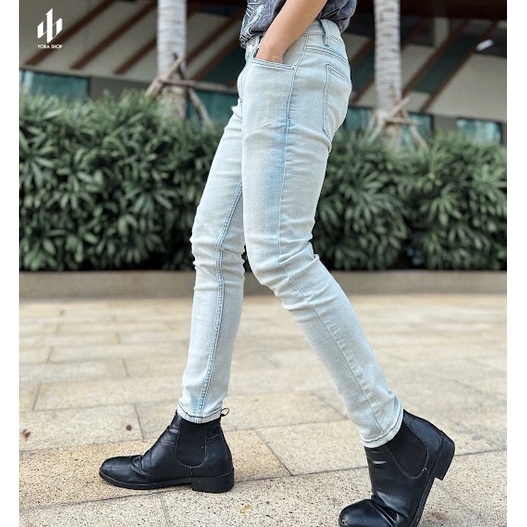 QUẦN JEANS NAM SKINNY TRẮNG WASH BẠC TRƠN SIÊU XỊN ĐẸP (ẢNH THẬT 100% - BAO ĐỔI TRẢ 763-828)