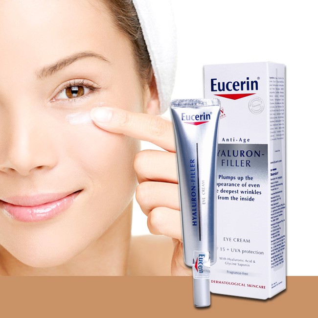 EUCERIN HYALURON FILLER EYE TREATMENT 15ML - Kem dưỡng giảm nhăn & ngăn ngừa lão hóa vùng mắt