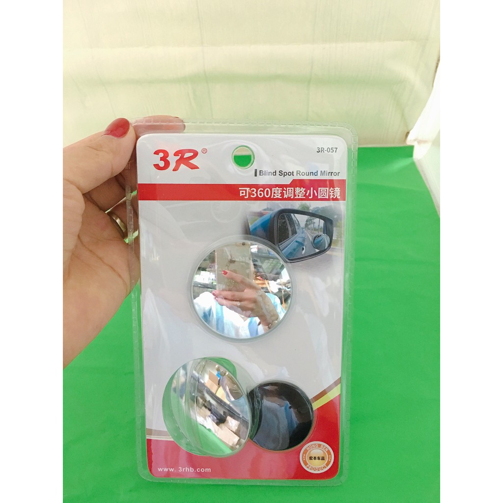 Bộ 2 gương cầu lồi đa cực 3R-057 CHÍNH HÃNG 360 độ gắn gương chiếu hậu ô tô xe máy