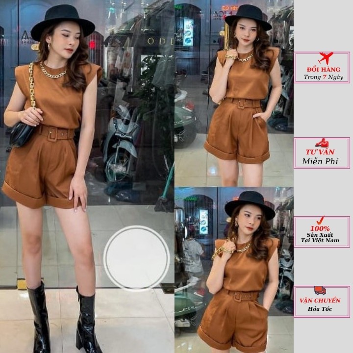 set áo cổ xích nữ kèm quần short chữ a màu trắng xanh đen nâu be kiểu dáng hàn quốc chuẩn hàng loại 1 cao cấp phong cách