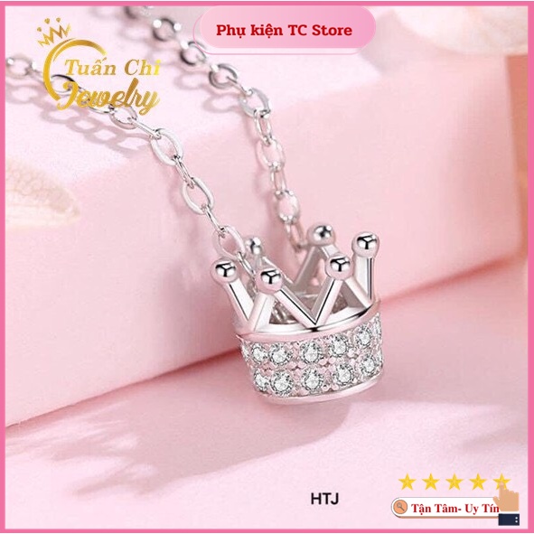 Dây Chuyền Bạc ⚡SALE SỐC⚡ Vòng Cổ Bạc Nữ Đẹp Kết Hợp Mặt Vương Miện Tiểu Thư