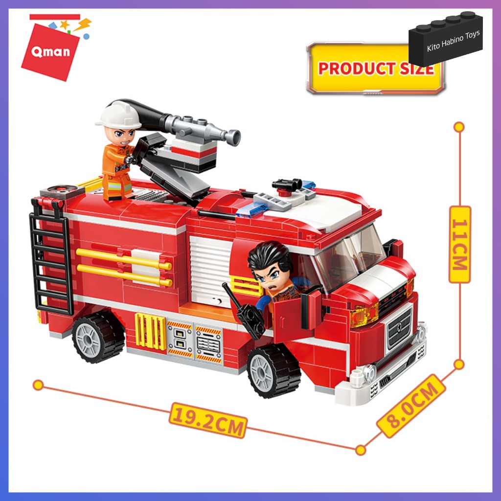 Bộ Lắp Ghép Đồ Chơi Lego Qman 12012 - Xe Ô Tô Cứu Hỏa Thành Phố Mẫu 370 Mảnh Ghép Cho Trẻ Từ 6 Tuổi