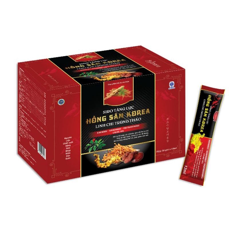 SIRO TĂNG LỰC HỒNG SÂM KOREA LINH CHI TRÙNG THẢO hộp 30 gói - Bổ sung vitamin, giúp ăn ngon, nâng cao đề kháng, giảm mệt