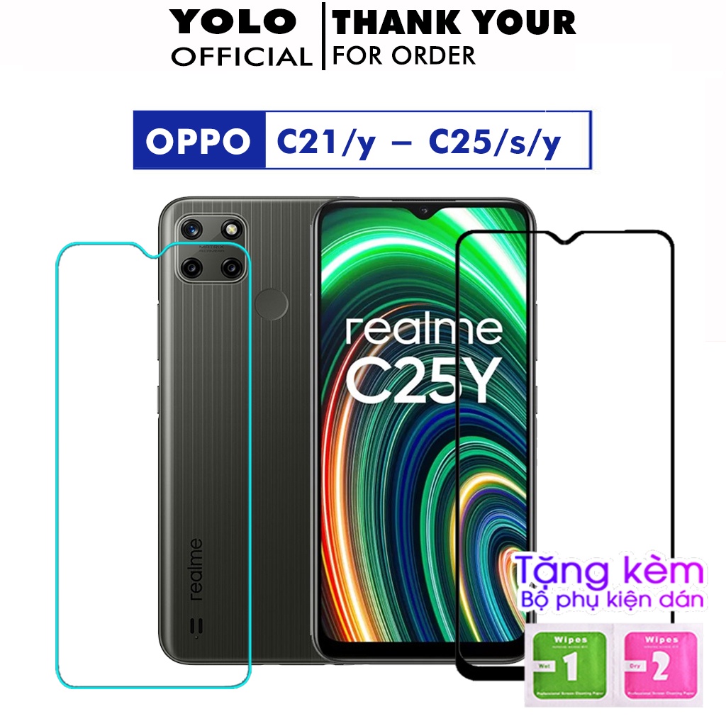 Kính Cường Lực Realme C21 C21Y C25 C25s C25Y 2021 Full màn trong suốt Tặng Kèm Khăn Lau màn hình [FM]