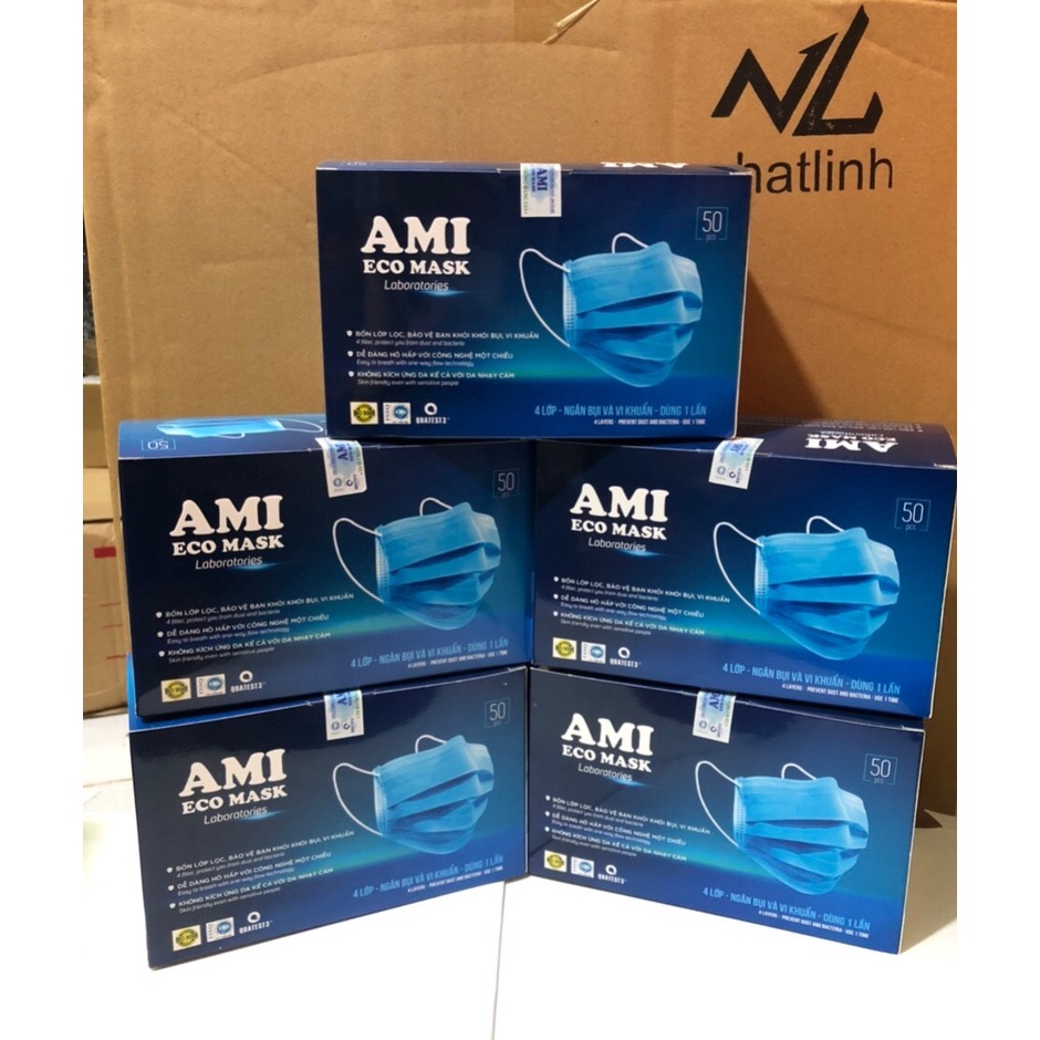 Combo 10 Hộp Khẩu trang y tế_màu đen, Ami (Hộp 50 chiếc)10 đen [khẩu trang y tế]