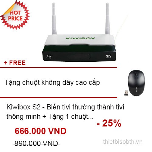 KIWIBOX S2 + TẶNG CHUỘT KHÔNG DÂY CAO CẤP