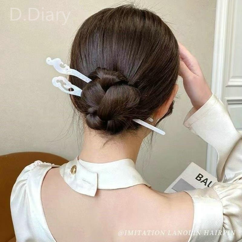 Trâm Cài Tóc Dáng Dài Đính Ngọc Bích Trắng Phong Cách Trung Hoa Cổ Điển Cho Nữ