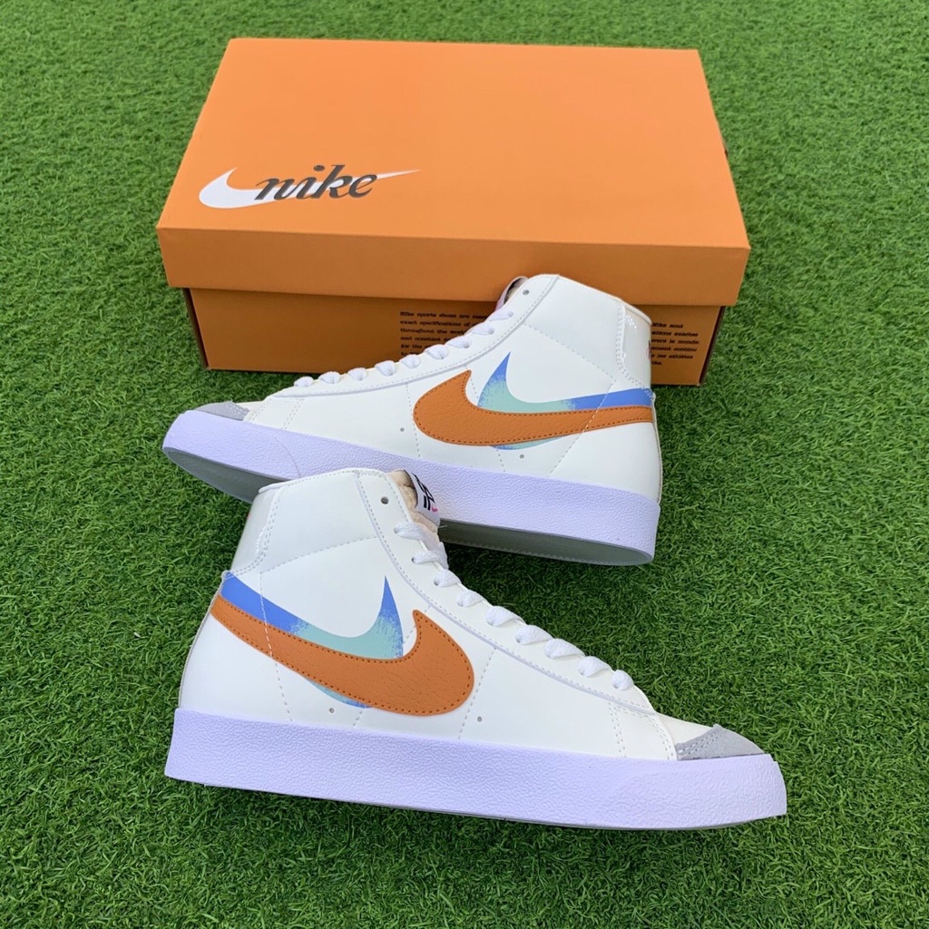 Giày Thể Thao Nike Blazer Mid 77 Vintage Pink Orange, Giày Sneaker Nam Nữ Blaze Cổ Cao Hồng Cam Full Giấy gói, Bill, Box