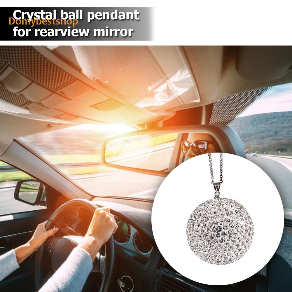 Phụ Kiện Treo Trang Trí Gương Chiếu Hậu Xe Hơi Hình Quả Cầu Đính Đá Sáng Tạo