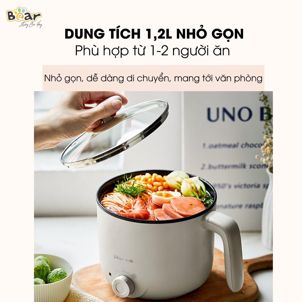 (BH 18 Tháng) Nồi Lẩu Điện Đa Năng Bear C12K1 Nồi Nấu Lẩu Mini, Nồi Nầu Mỳ, Xào Rán Đa Năng