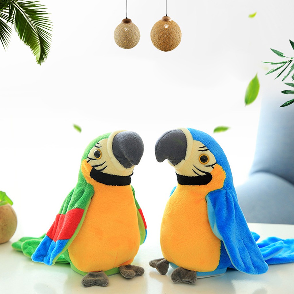Plush Parrot Toy Stuffed Bird Doll Record Repeat Speaking