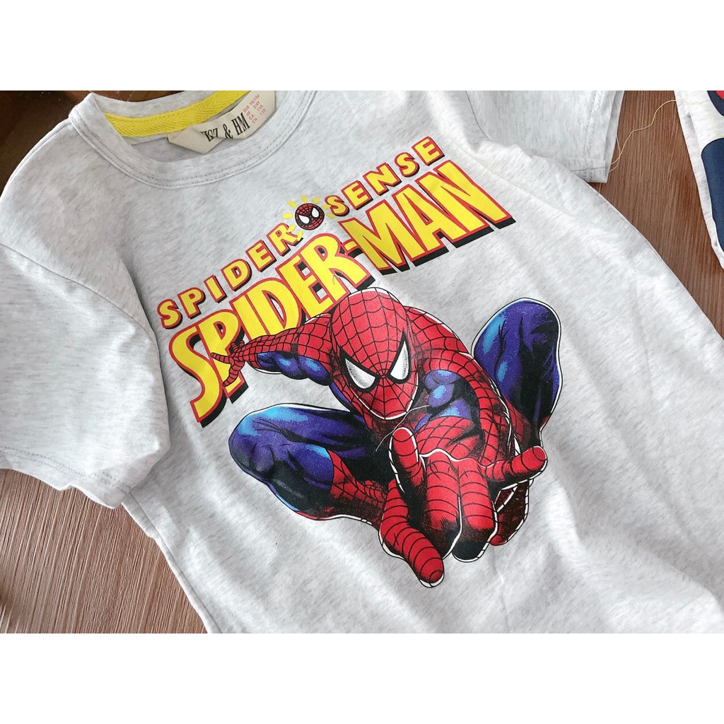 Áo phông hè cho bé trai. Áo phông cotton họa tiết người nhện, spiderman, superman H.M dư xịn APC15