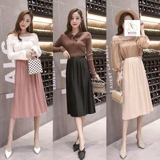 Chân Váy midi xếp ly kiểu hàng Quảng Châu loại 1 _ kèm ảnh thật