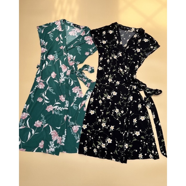 Váy hoa wrap buộc dây
