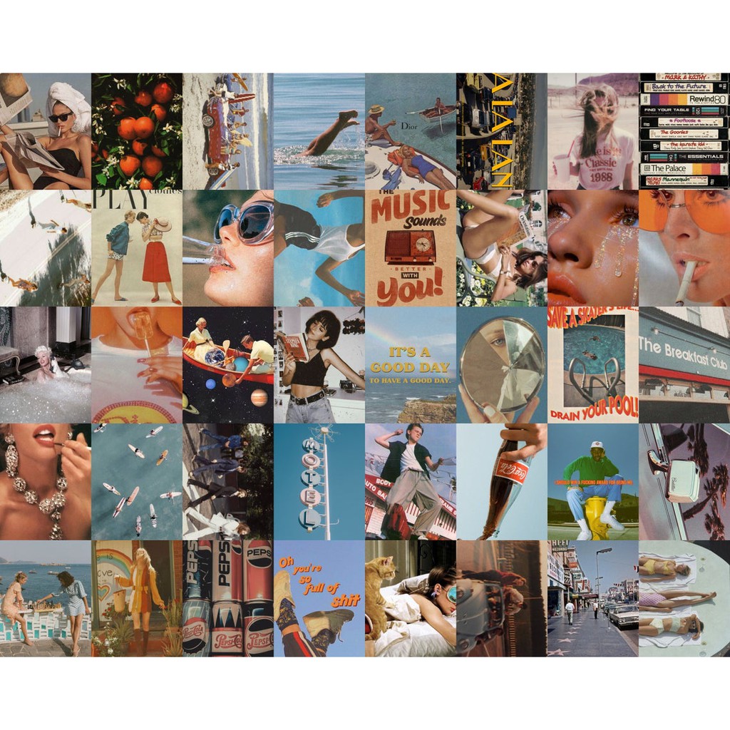 Wall Collage keo sẵng dán tường trang trí decor phòng  - theme so retro