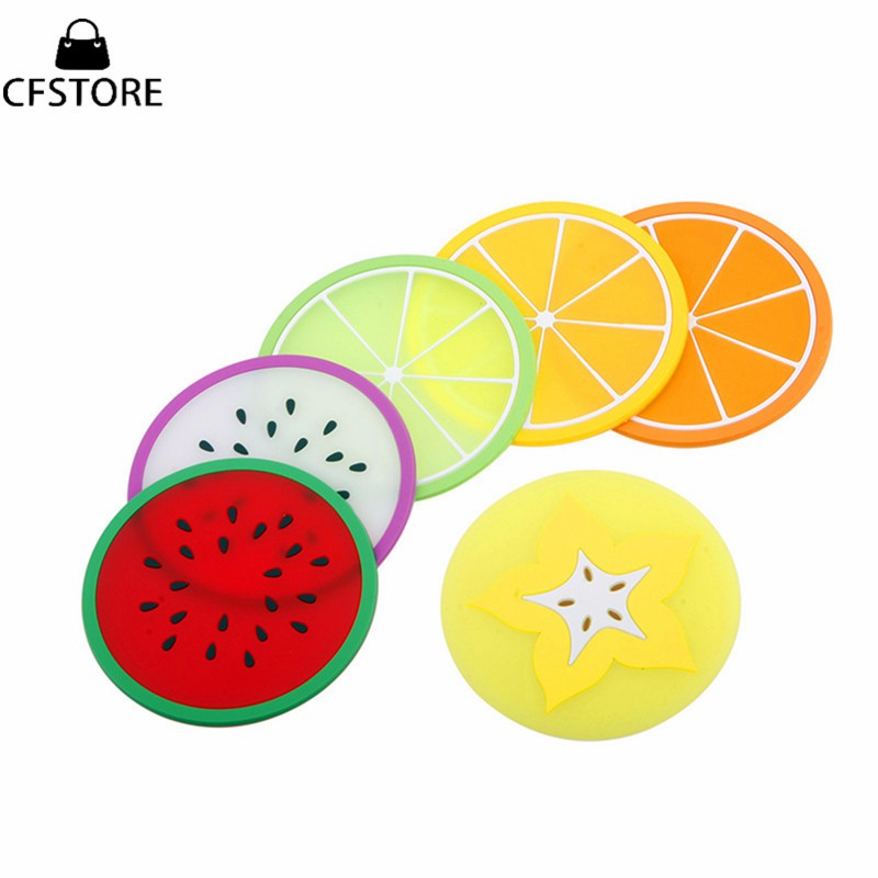 Tấm lót ly chống trượt , chất liệu silicone hình trái cây