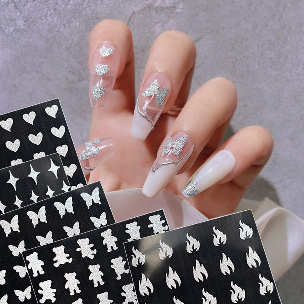 XIANTIN Sticker Dán Móng Nghệ Thuật 3D Hình Gấu Và Ngôi Sao Lấp Lánh