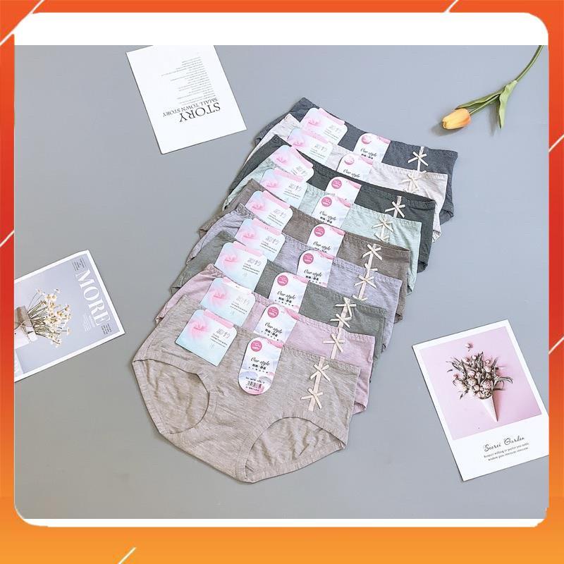 Quần lót nữ chất liệu cotton đũi cao cấp kháng khuẩn thấm hút mồ hôi mix 2 nơ lệch Q2619