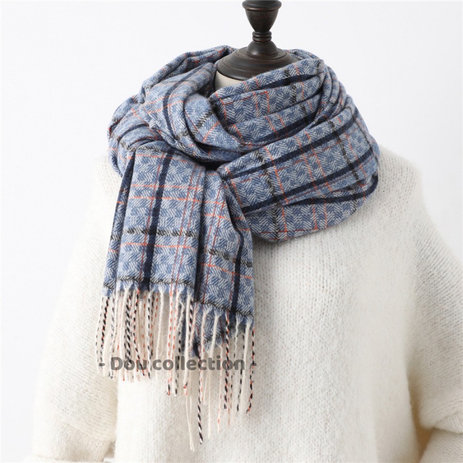 [Nowship2h] Khăn Choàng Cổ Len (Khăn Cashmere Dày) Cao Cấp Giữ Ấm Mùa Đông Họa Tiết Kẻ - 65x200cm - PJN.ARC - Mã LN008