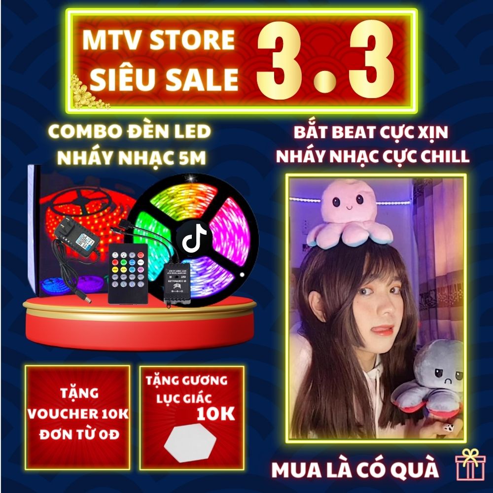 Đèn led trang trí nháy theo nhạc HOT TREND TIKTOK combo cuộn 5m dây led RGB 5050 - MTV Store