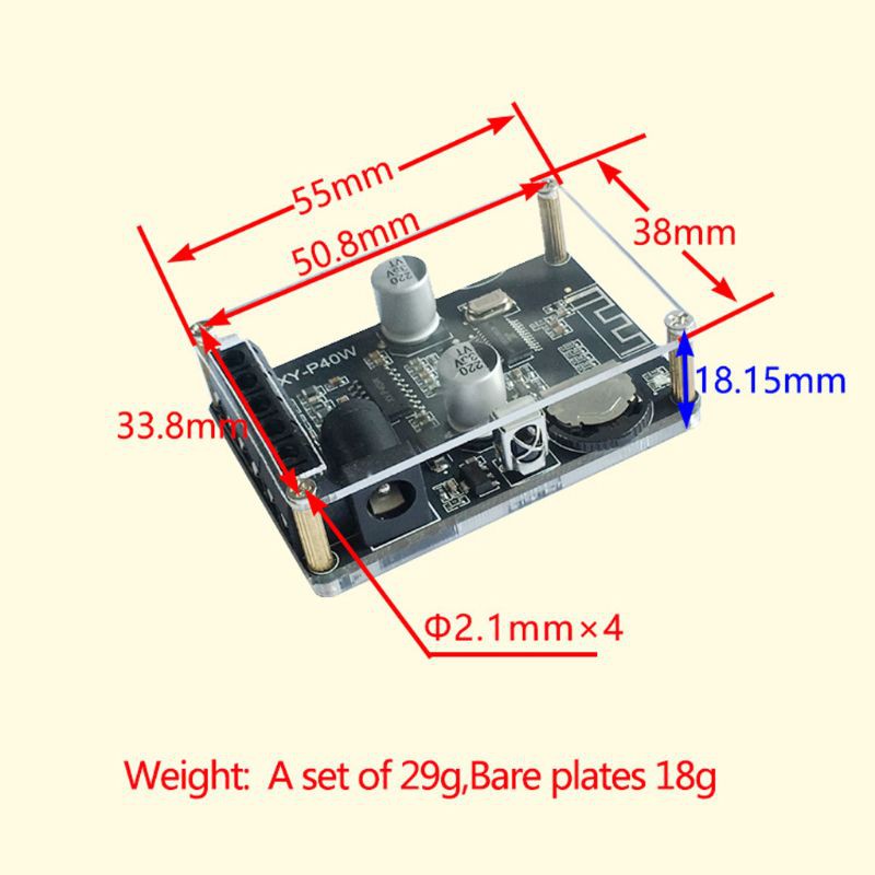 Bo mạch khuếch đại bluetooth DIY XY-P40W kỹ thuật số âm thanh nổi không dây 30/40W 12/24V