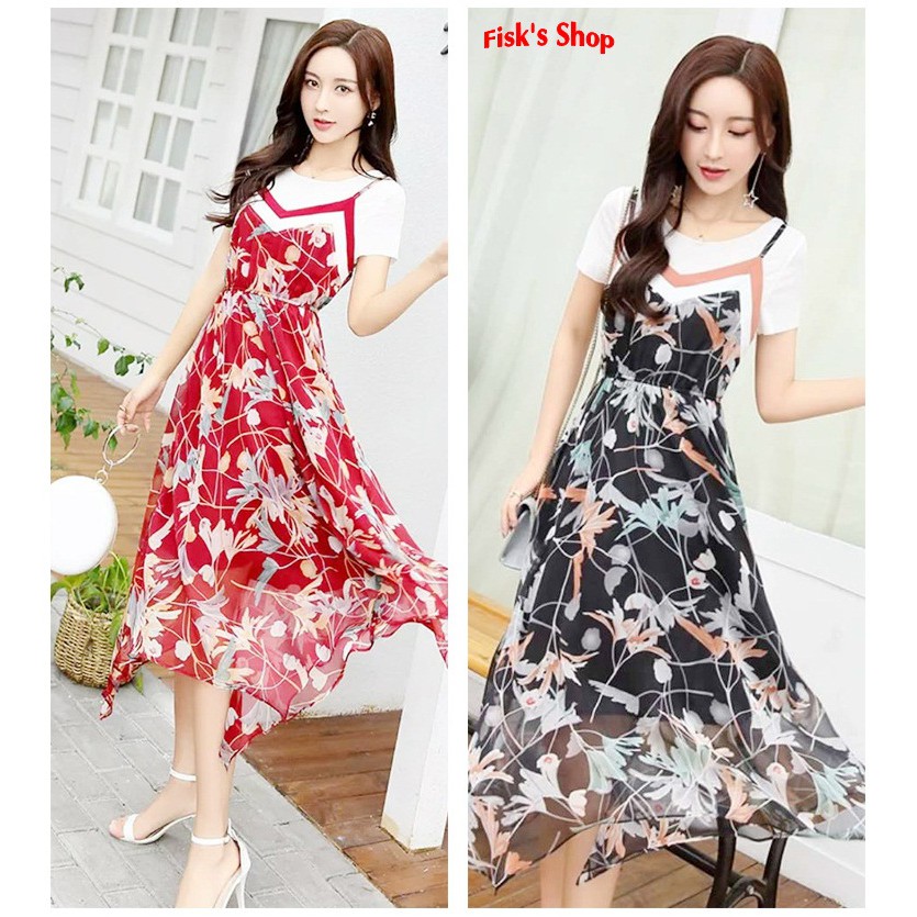 Set áo phông váy voan hai dây