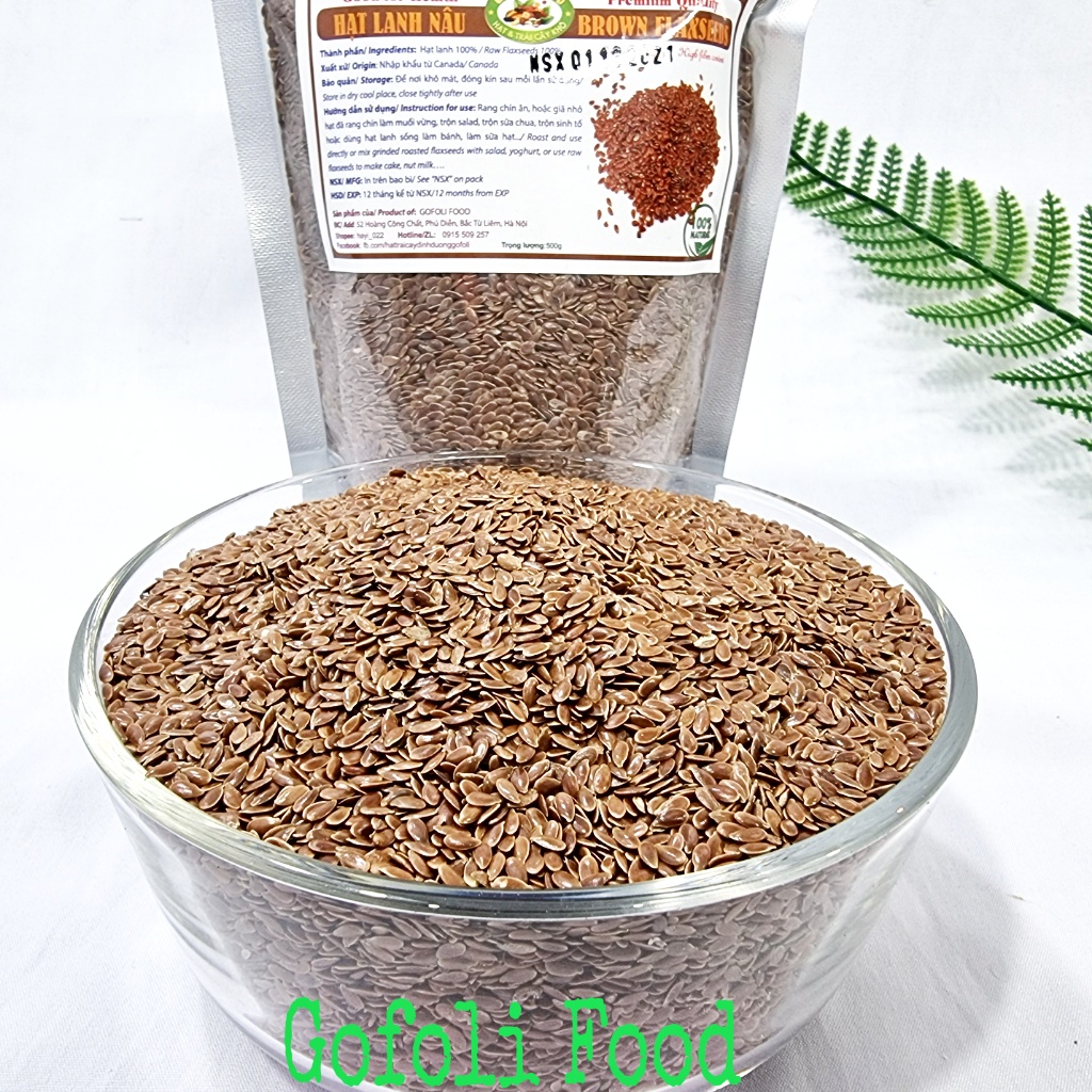 Hạt Lanh Nâu nhập khẩu Canada, loại 1, hạt to, mẩy hạt, thơm, bùi 500g/ Flaxseeds Canada, variety 1, raw, big size seeds